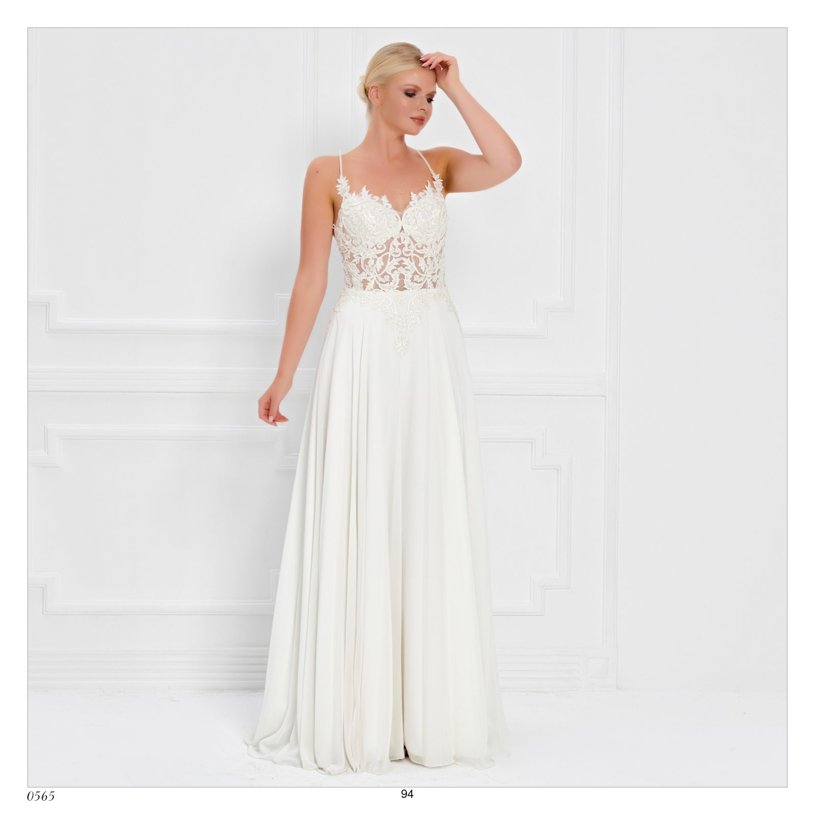 Illusion Spitze A-Linien Brautkleid