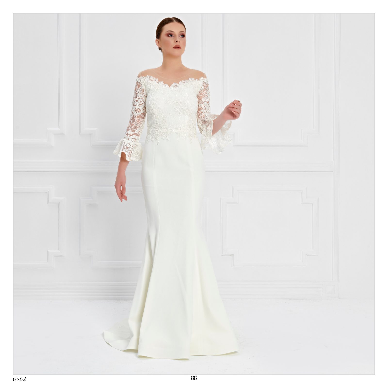 Meerjungfrau-Brautkleid mit Volant-Manschetten